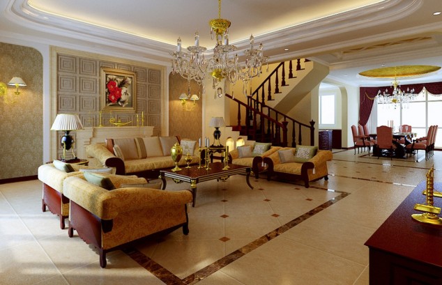 Fascinating European Living Room Ceiling Design