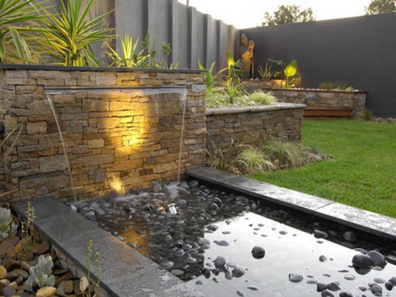 Container Water Fountain Ideas Wall Water Feature Ideas