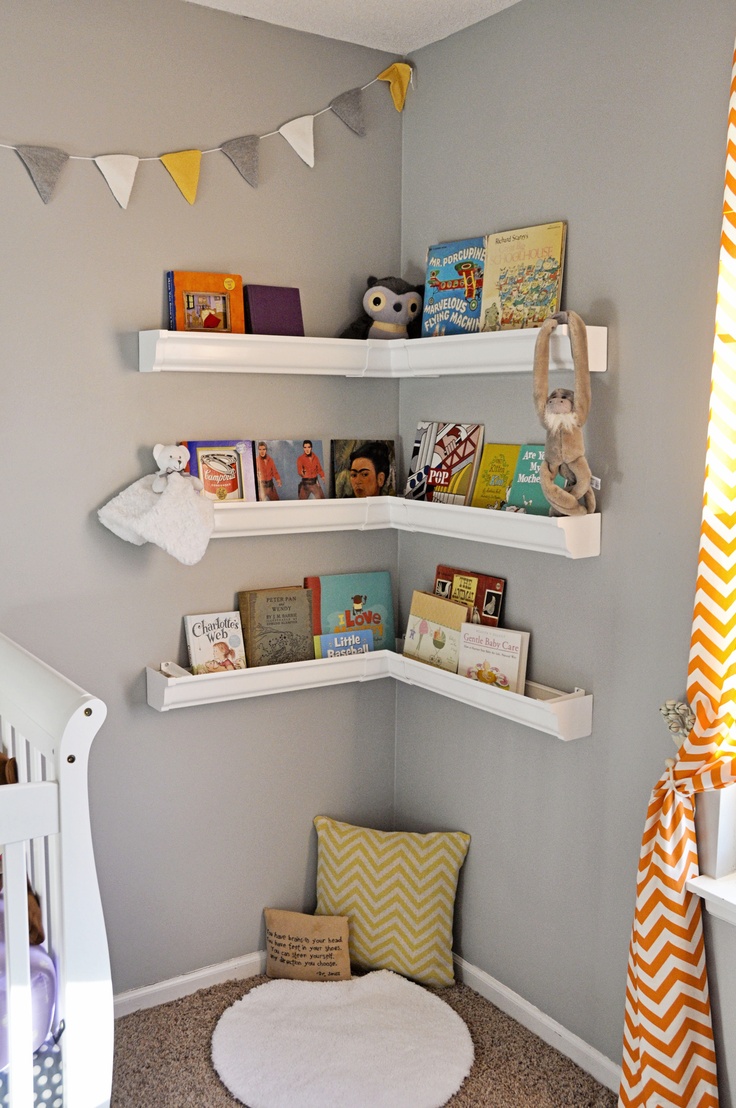 grey nursery bookshelf