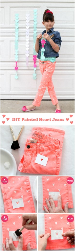 Painted Heart Jeans 309x1024 16 Brilliant and Easy DIY Ideas