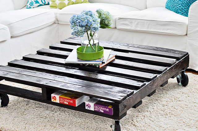 Make a New Coffee Table from Old Wooden Pallets blackpallettable Make a New Coffee Table from Old Wooden Pallets