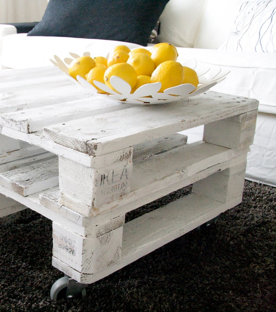 ikeapallettable 907x1024 Make a New Coffee Table from Old Wooden Pallets