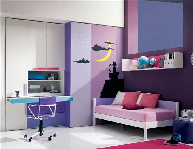2010 08 purple decorative teenage girl bedroom 20 Cute Girls Room Design Ideas