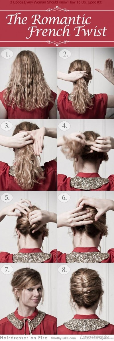 240378 diy romantic french twist hairstyle 15 Simple and Cute Hairstyle Tutorials 