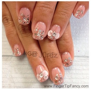 pink glitter with silver hologram nails fingertip fancy 17 Cute Nails Design Ideas