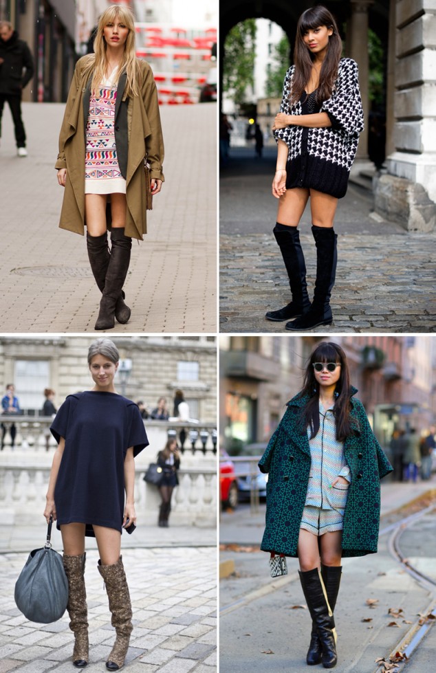 inspiration high boots over knee boots street style 11 634x979 Ideas to Complete Your Outfit with Thigh High Boots 