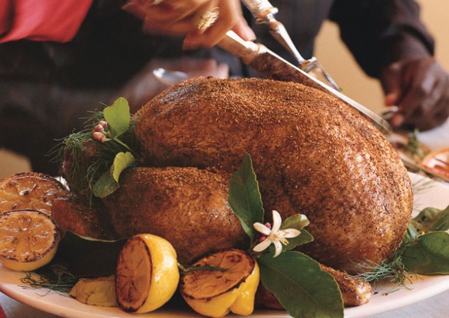 spice rubbed turkey with cognac gravy 646 634x450 16 Thanksgiving Turkey Recipes