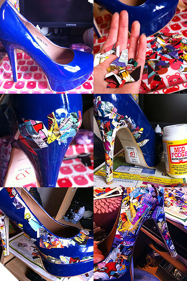 DIY Comic Strip High Heels Interesting and Easy to make DIY Shoe Projects