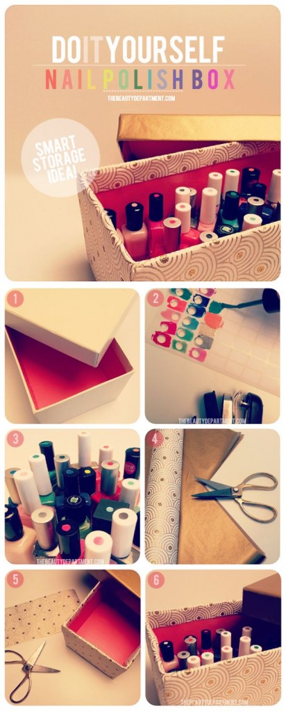 TBDnailpolishstoragebox 412x1024 15 Useful DIY Makeup Organization and Storage Ideas