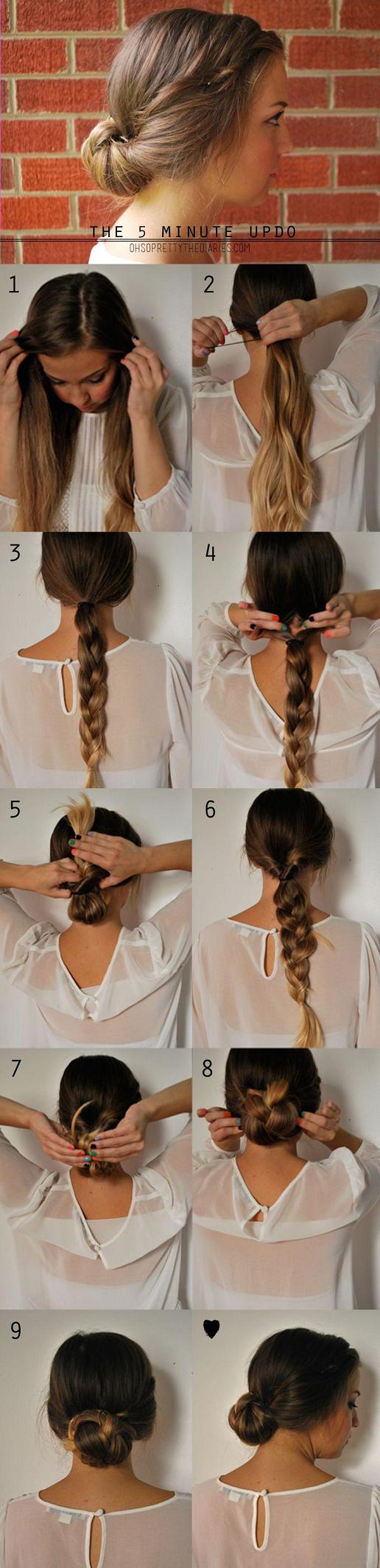 The 5 minute updo braided gibson tuck 15 Lovely and Useful Hairstyle Tutorials