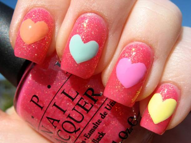 candy heart nails 20 Valentines Day Nail Art Ideas