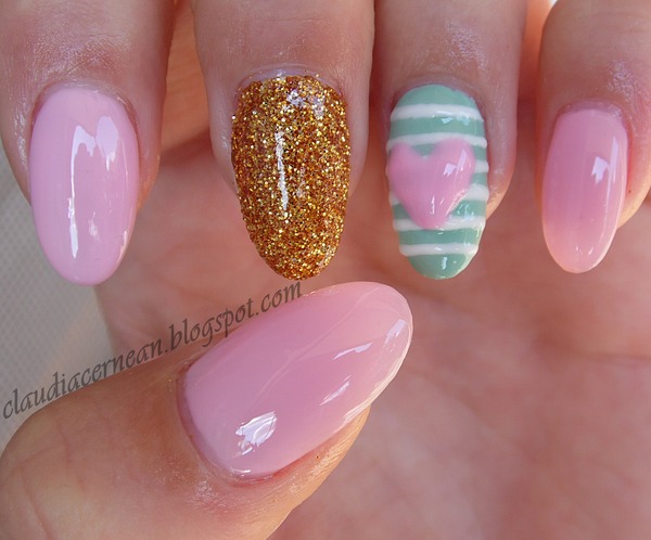 little pink heart nails 20 Valentines Day Nail Art Ideas