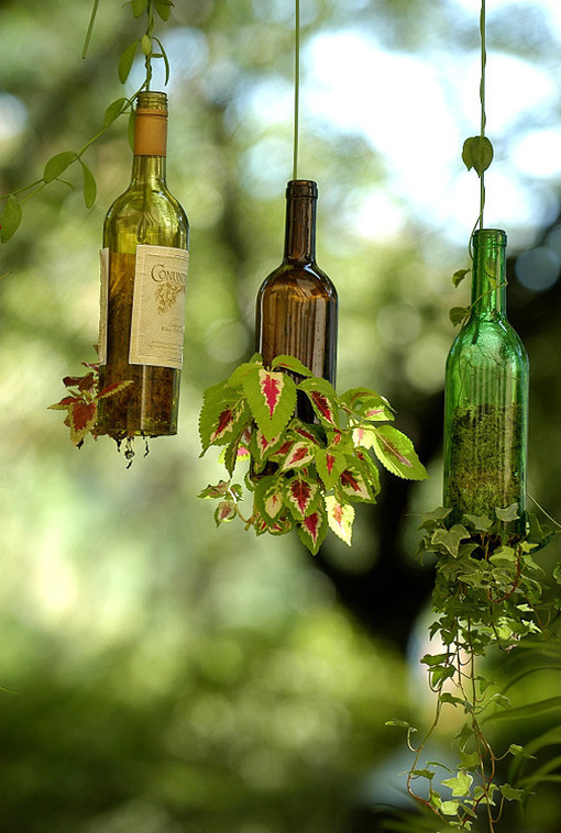 glass bottle hanging garden 12 Creative and Useful DIY Ideas with Bottles