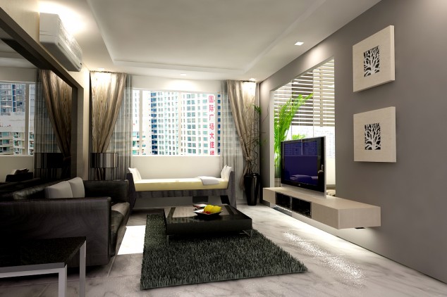 Awesome Luxury & Classic Living Room Design Ideas Small Living Room Ideas Glass Windows Small Living Room Ideas Design With Black Sectional Sofa and Carpet Large Wall Decor Ideas For Stylish Living Room Design 634x422 Awesome Luxury & Classic Living Room Design Ideas