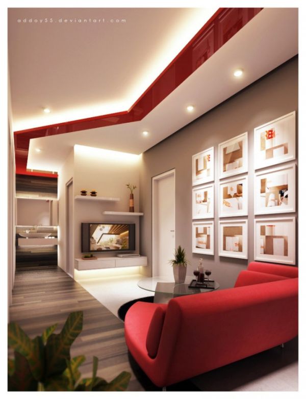 Awesome Luxury & Classic Living Room Design Ideas This minimalist furnished space is beautiful and young with huge Wall With Red Sofa and Wall Art Large Wall Decor Ideas For Stylish Living Room Design Awesome Luxury & Classic Living Room Design Ideas