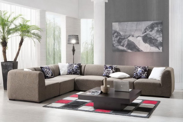 15 Extraordinary Living Room Decorations living room beautiful modern living room with brown sofa and green plants in corner marvelous comfortable modern living rooms design interior 634x422 15 Extraordinary Living Room Decorations