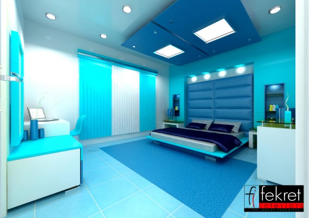 Awesome And Luxury Blue Theme For Bedroom Design With Cool Blue Bedroom Design Ideas 634x448 Impressive Bedroom Ceiling Designs That Will Leave You Without Words