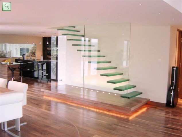 Furniture Interior Inspiring Exquisite Floating Foxy Glass Staircases Minimalist Home Staircase Design Modern Living Room Interiors With Modern And Chic Staircase Design Ideas 634x476 14 The Most Cool Floating Staircase Designs For Your Home