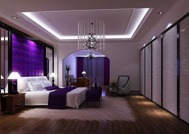 Impressive Bedroom Ceiling Designs That Will Leave You Without Words Purple luxury bedroom 634x449 Impressive Bedroom Ceiling Designs That Will Leave You Without Words
