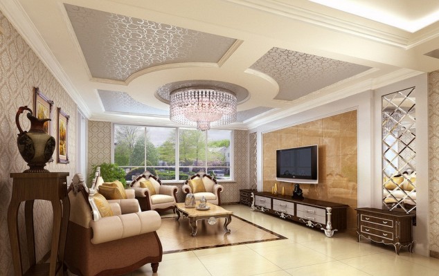 classic ceiling decor for living room interior ideas 634x399 16 Impressive Living Room Ceiling Designs You Need To See