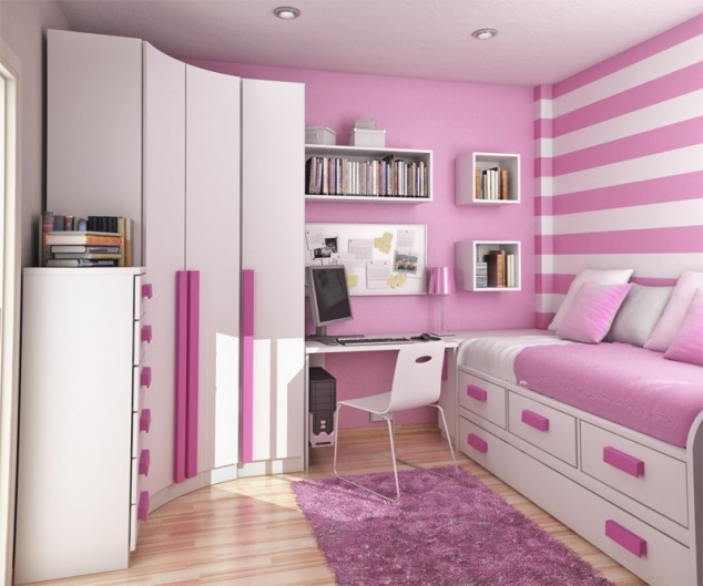 17 Awesome Purple Girls Bedroom Designs minnie mouse bedroom wallpaper 634x529 17 Awesome Purple Girls Bedroom Designs