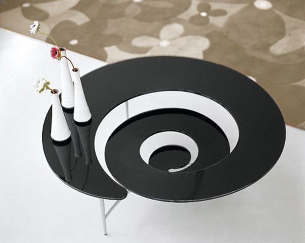 spiral black unique coffee table 21 Creative & Cool Coffee Tables That You Must See