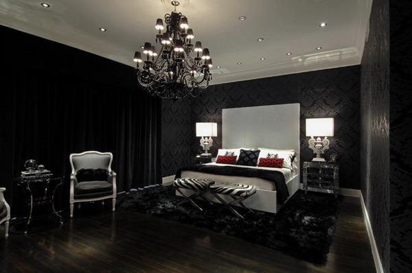 Black Bedroom Interior Design with Stunning Chandelier 15 Incredibly Modern and Glamour Bedrooms You Will Want To Have Immediately