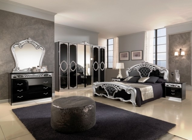 16 Elegant Modern Bedrooms for Real Enjoyment Black and Grey Modern Classic Bedroom 700x512 634x464 16 Elegant Modern Bedrooms for Real Enjoyment