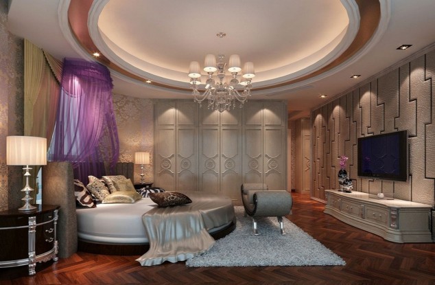 Round ceiling and round bed in upscale bedroom 634x415 15 Master Bedroom Designs That Will Leave You Breathless