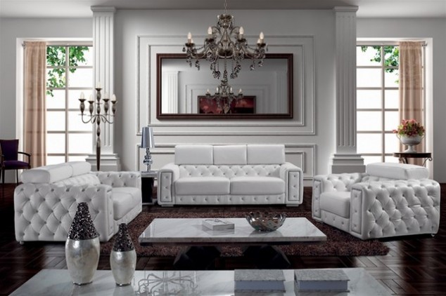 modern living room furniture sets 634x422 16 Leather Sofas for Modern Living Room Design