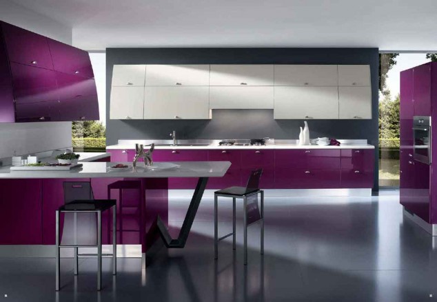 2 purple 634x438 Stunningly Beautiful Purple Kitchen Designs