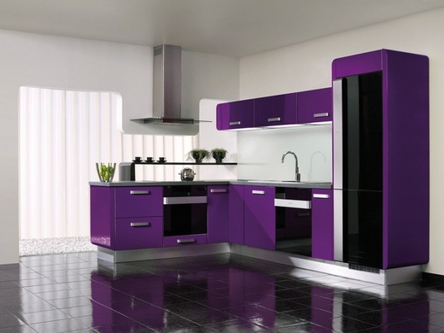 kitchen decoration with purple white color decoration 634x476 Stunningly Beautiful Purple Kitchen Designs
