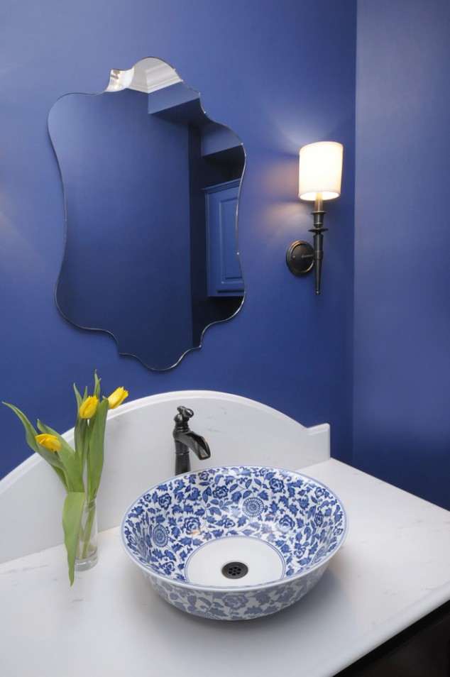 Marvelous Blue Optic Sea Glass Lamp Decorating Ideas Gallery in Powder Room Traditional design ideas  634x954 12 The Most Creative Bathroom Sink Designs