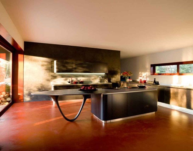 22 Outstanding Contemporary Kitchen Island Designs retro kitchen in earth tones 634x496 22 Outstanding Contemporary Kitchen Island Designs