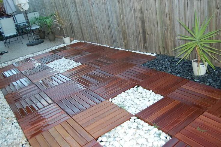 backyard wood tile patio deck 16 Creative Floor Designs For Homes Indoor and Outdoor