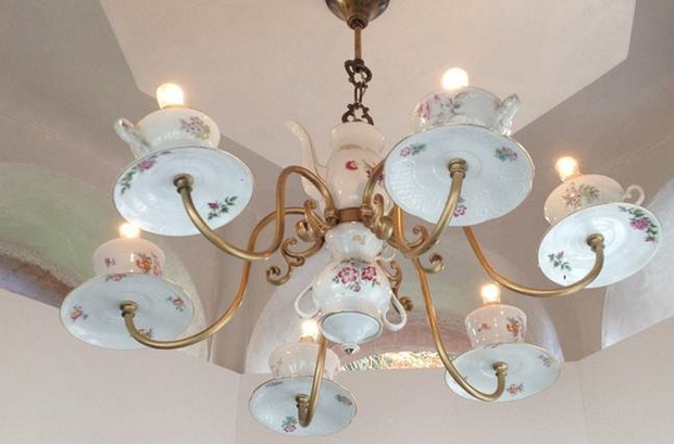 reuse old porcelain teacups ideas creative diy chandelier 20 Cool Ideas How To Reuse Tea Cap