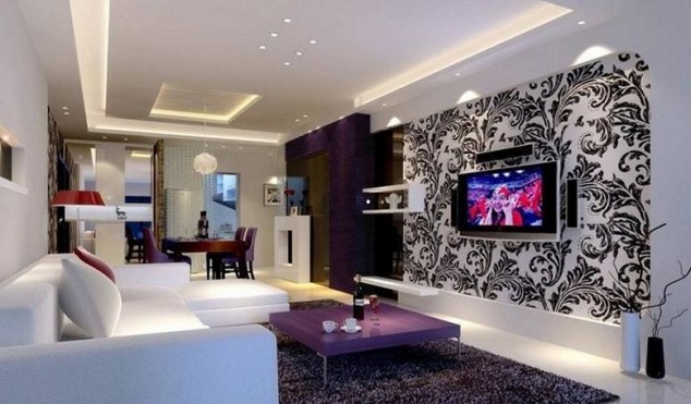 3D Contemporary living room 634x371 16 Stunning Purple Living Room Design Ideas