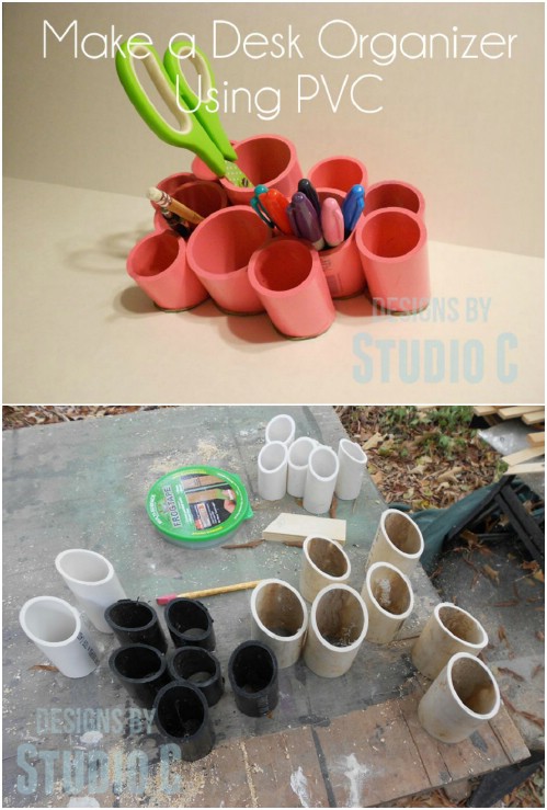 4 desk organizer 19 Totally Unexpected PVC Pipe Organizing and Storage Ideas