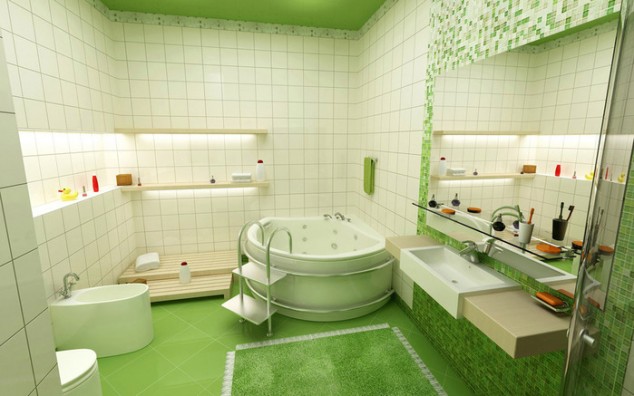 93381646 greenbathroom 634x396 17 Fresh Green Bathroom Design Ideas For Your Private Heaven