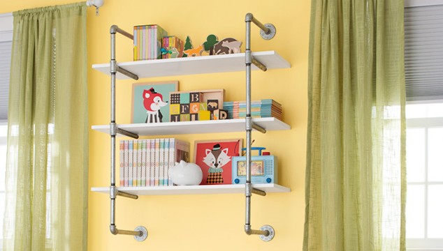 Lowes Creative Ideas Pipe Shelving 634x360 21 Functional Metal Pipe DIY Ideas Youve Never Thought Of