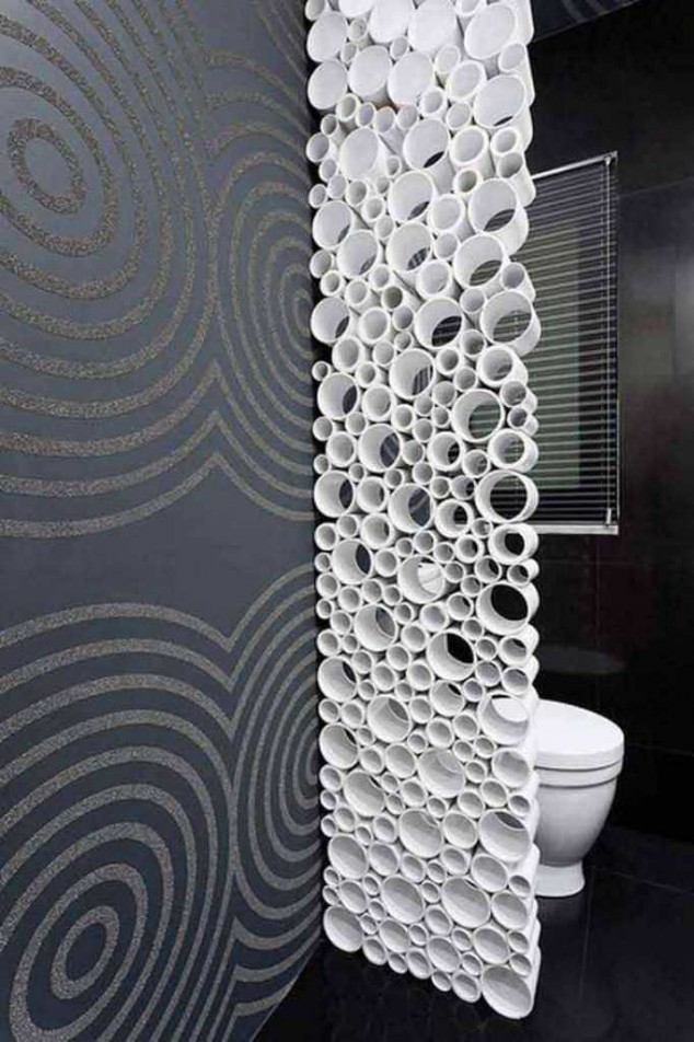 19 Totally Unexpected PVC Pipe Organizing and Storage Ideas Room Dividers Bathroom 634x952 19 Totally Unexpected PVC Pipe Organizing and Storage Ideas