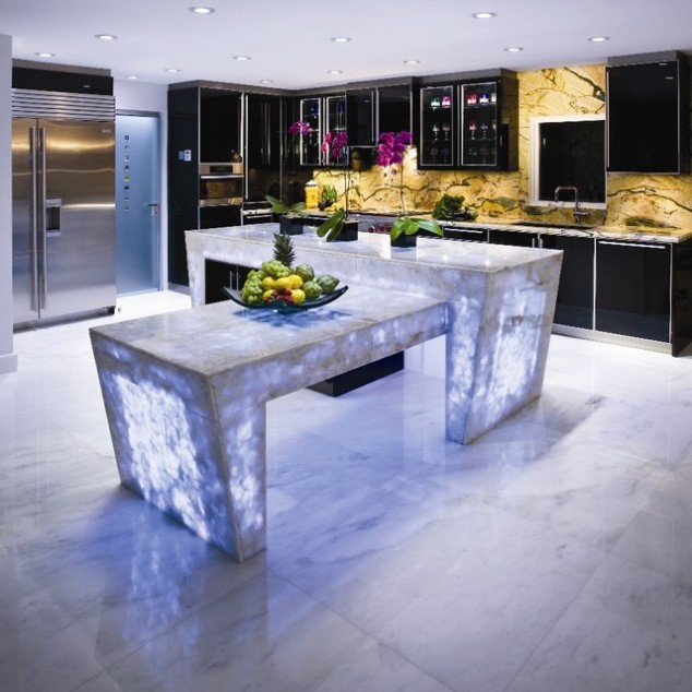 White modern kitchen countertops 634x634 18 Of The Most Unusual Kitchen Island Design Ideas