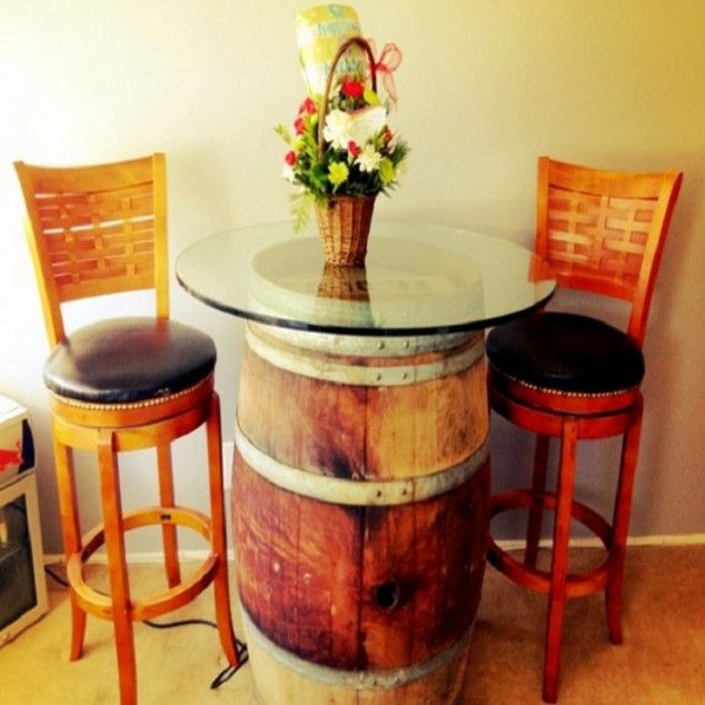 Wine Barrels Table 634x634 21 Useful DIY Wine Barrel Projects That Are A Must See