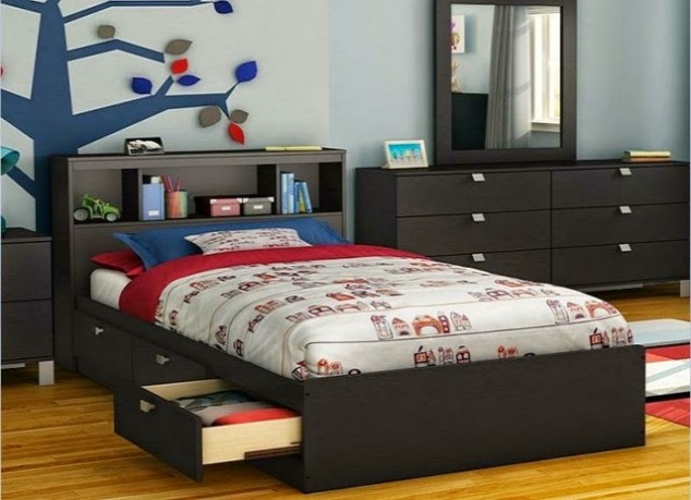 bed with headboard storage nursery bed headboard with drawers 634x459 17 Multi functional Beds With Storage Design Ideas For Your Home