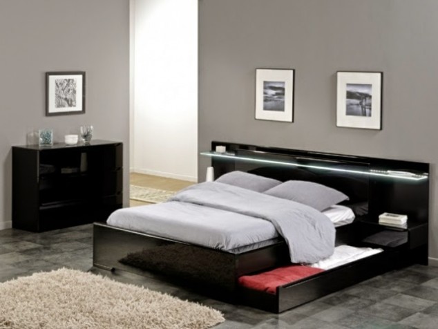 17 Multi functional Beds With Storage Design Ideas For Your Home bed with shelf headboard headboard with storage and lighted shelf 634x476 17 Multi functional Beds With Storage Design Ideas For Your Home