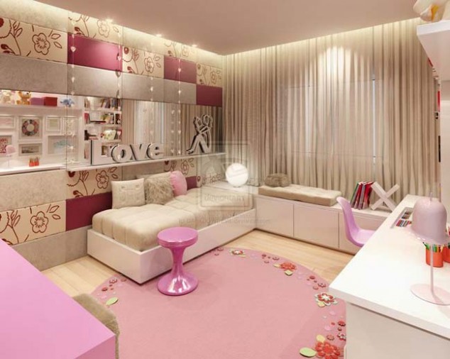 bedroom designs for teenage girls 52 634x506 21 Of The Most Magical Kids Bedroom Design Ideas