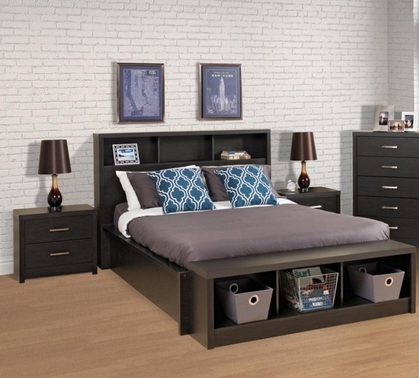 black wood storage headboard shelves Bedside Table 17 Multi functional Beds With Storage Design Ideas For Your Home