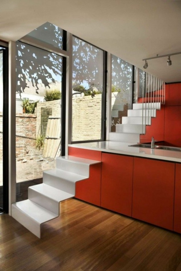 18 Of The Most Unusual Kitchen Island Design Ideas cuisine escaliers ilot 634x949 18 Of The Most Unusual Kitchen Island Design Ideas