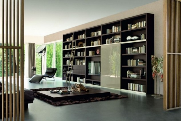 21+ Brilliant Bookshelves That Will Awaken The Bookworm In You oscuro pared estanteria libros grande 634x423 21+ Brilliant Bookshelves That Will Awaken The Bookworm In You