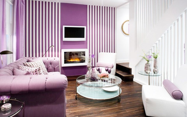 16 Stunning Purple Living Room Design Ideas papel10 634x396 16 Stunning Purple Living Room Design Ideas